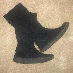 UGG Black Classic Knit Argyle Cardy Boots